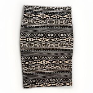 Ultra Teeze Pencil Midi Skirt Women's Large black/beige Print Stretch Pull On